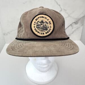 Howler Bros Mens Corduroy Snapback Hat La Republica De Patch 100% Cotton Brown